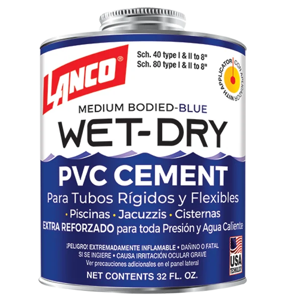 Lanco Wet-Dry Blue PVC Cement 32oz