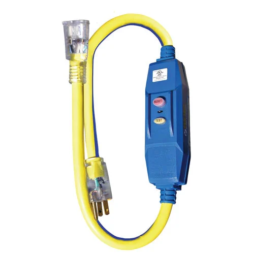 3ft 12/3 STW Blue/Yellow 20 Amp GFCI w/Lighted End