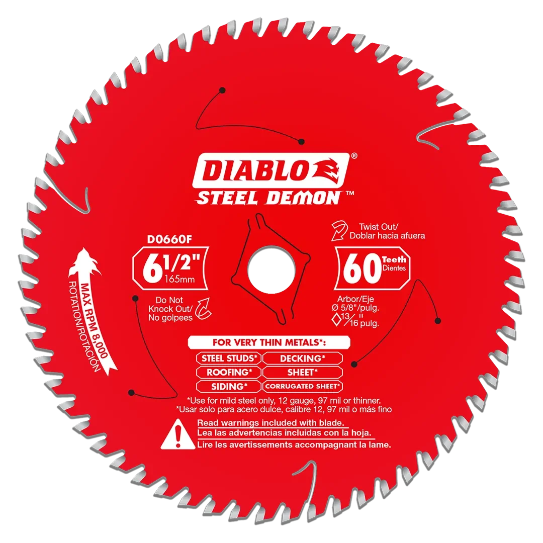 6-1/2" x 60-Tooth Steel Demon™ Saw Blade for Very Thin Mild Steels