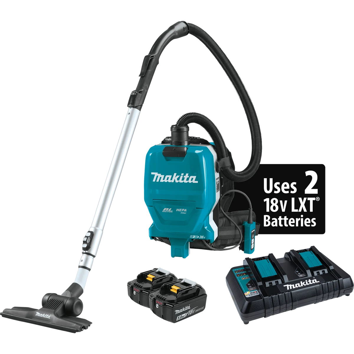 36V (18V X2) LXT® Brushless Cordless 2 Quart HEPA Filter Backpack Dry Vacuum Kit (5.0Ah)