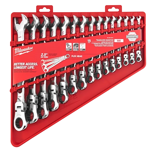 15pc SAE Flex Head Ratcheting Combination Wrench Set