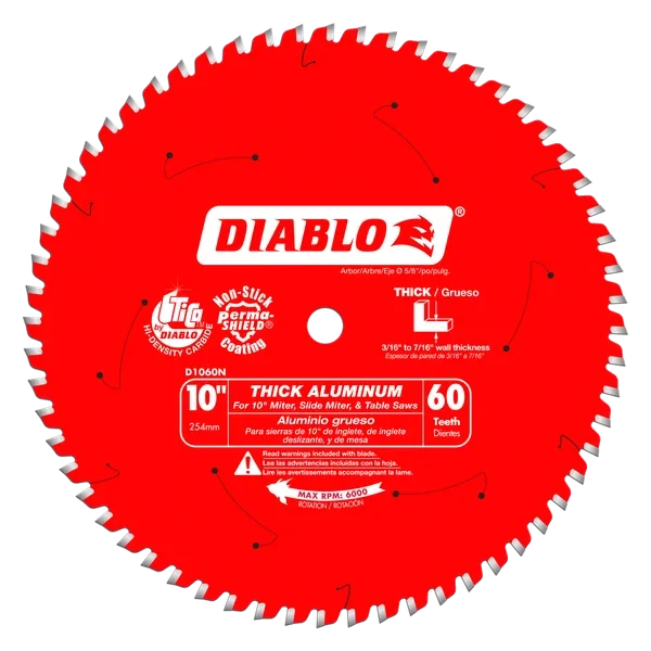 10" x 60-Teeth Saw Blade for Thick Aluminum
