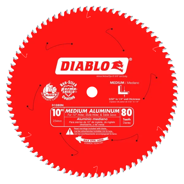 10" x 80-Teeth Saw Blade for Medium Aluminum