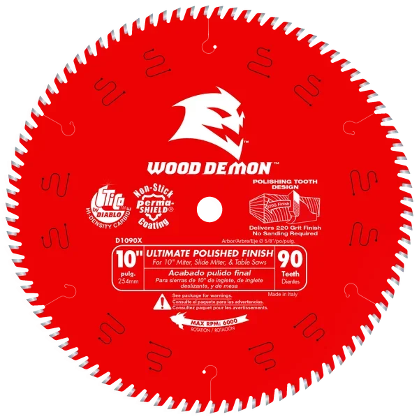 10" x 90-Teeth Ultimate Polished Finish Saw Blade for Wood