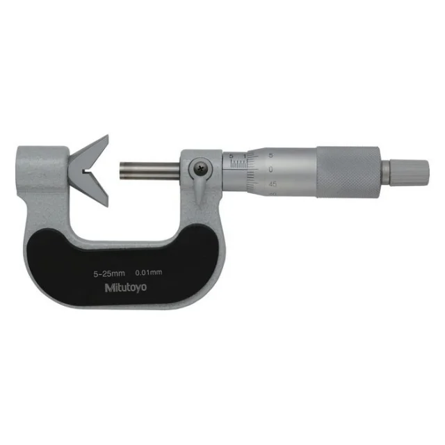 Mitutoyo 114-165 V-Anvil Micrometer, 5 Flutes, 5-25mm