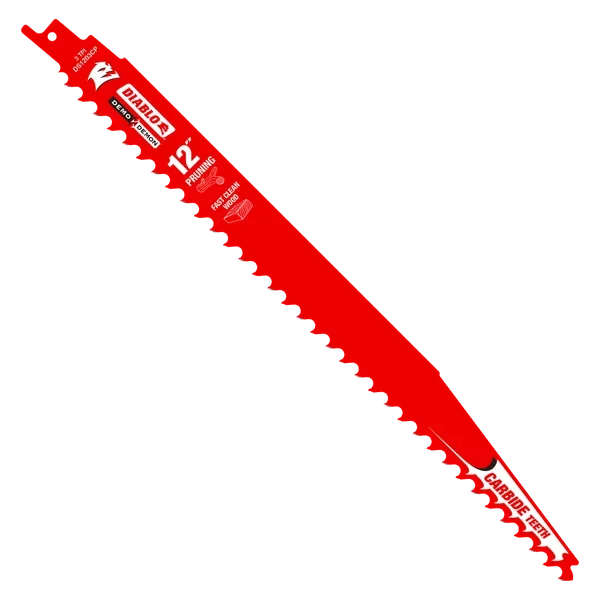 12" 3TPI Demo Demon™ Carbide Teeth Reciprocating Saw Blades for Pruning and Clean Wood (10-Pack)