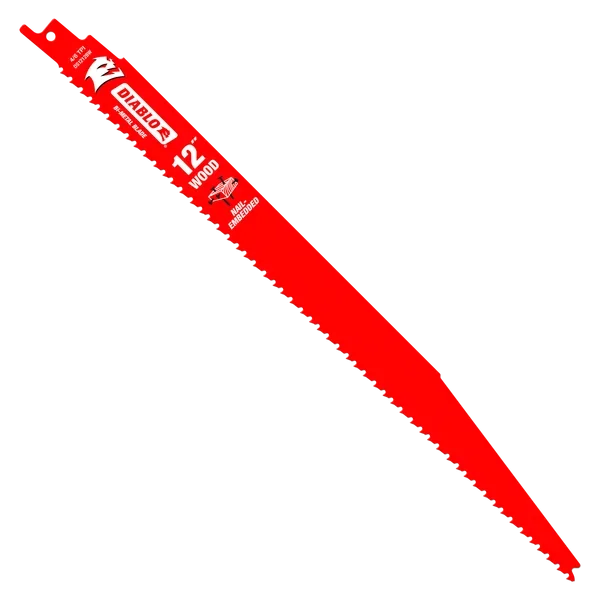 12" 4/6TPI Bi-Metal Reciprocating Saw Blades for Nail-Embedded Wood (25-Pack)