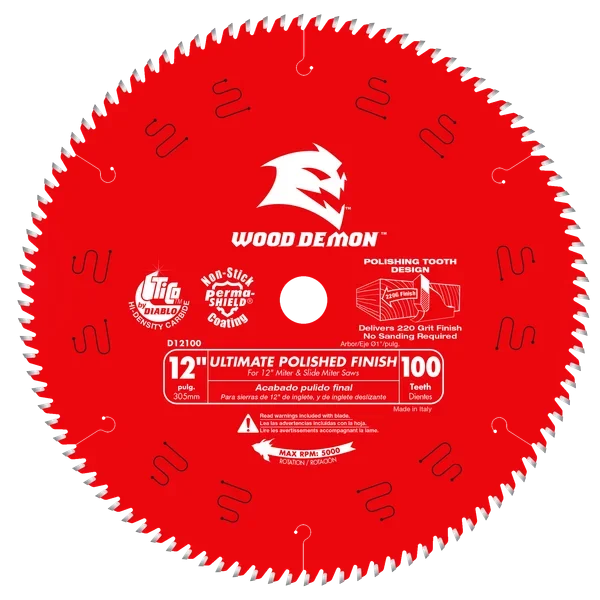 12" x 100-Teeth Ultimate Polished Finish Saw Blade for Wood