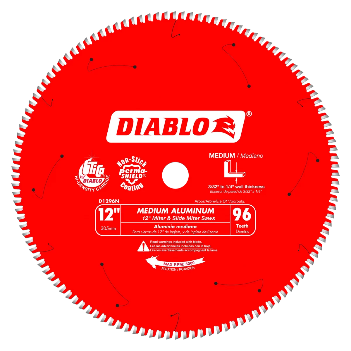 12" x 96-Teeth Saw Blade for Medium Aluminum