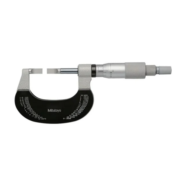 Mitutoyo 122-125-10 Blade Micrometer, Non-Rotating Spindle, 0-1"