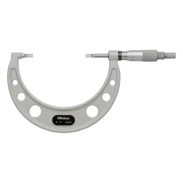 Mitutoyo 122-128-10 Blade Micrometer, Non-Rotating Spindle, 3-4"