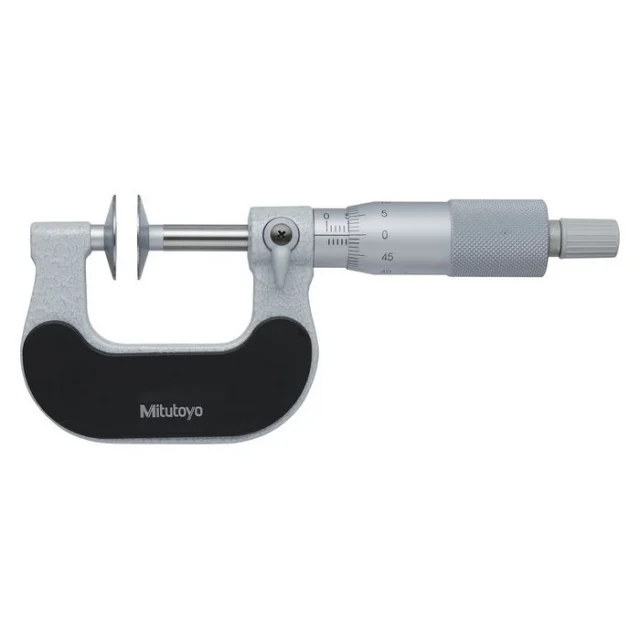 Mitutoyo 123-126 Disc Micrometer, Carbide Tip, 1-2"