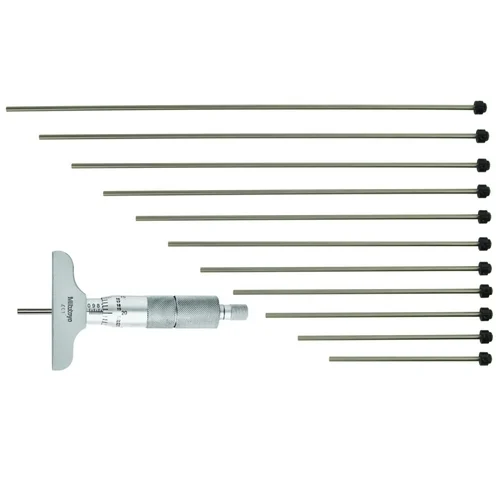 Mitutoyo 129-149 Depth Micrometereter, Interchangeable Rods, 2.5"