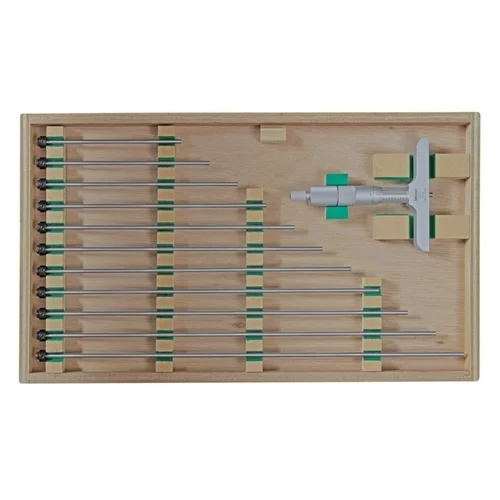 Mitutoyo 129-150 Depth Micrometereter, Interchangeable Rods, 4"