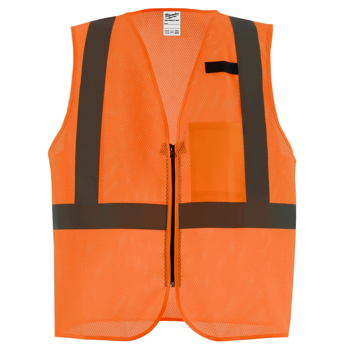 Class 2 High Visibility Orange Mesh One Pocket Safety Vest - L/XL
