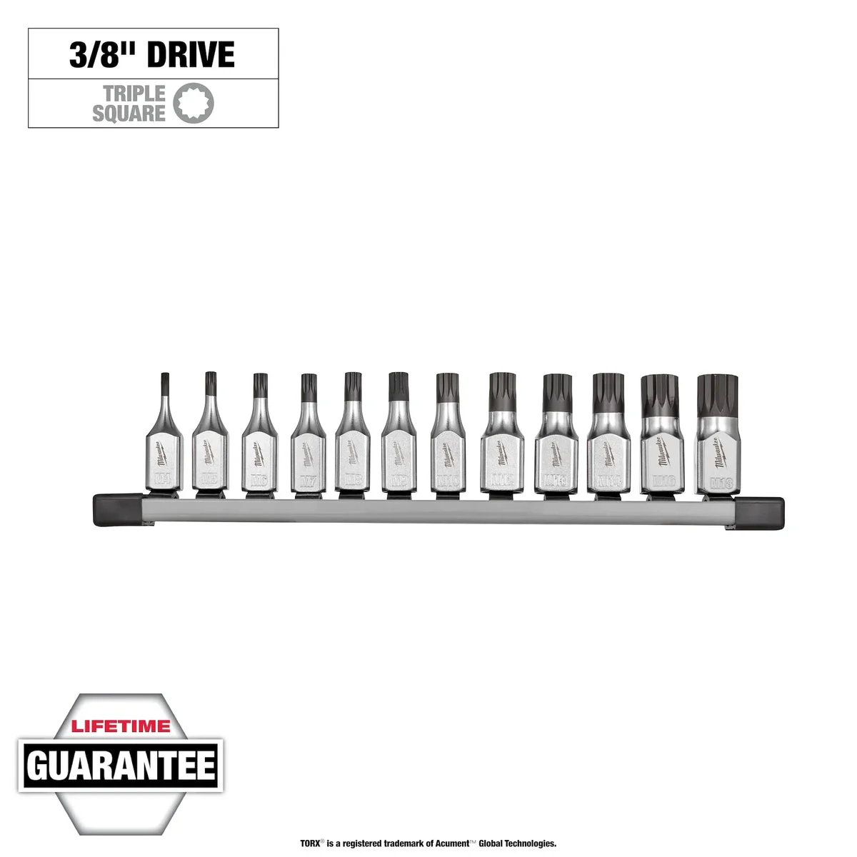 12pc 3/8" Drive Triple Square Bit Socket Set
