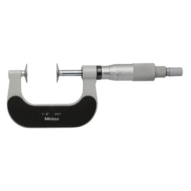 Mitutoyo 169-204 Disc Micrometer, Non-Rotating Spindle, 1-2"
