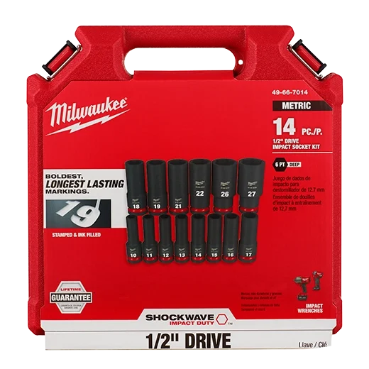 14PC SHOCKWAVE™ Impact Duty 1/2" Drive Metric Deep 6 Point Socket Set