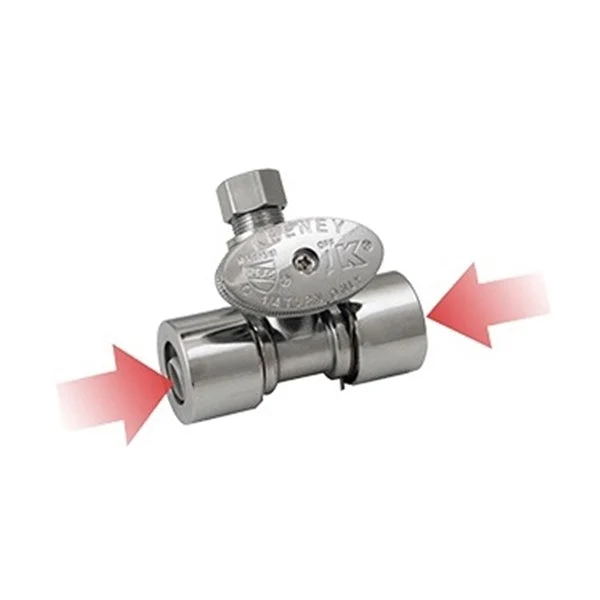 Plumb Pak In-Line Valve, 1/2 x 1/2 x 1/4 in Connection, Brass Body