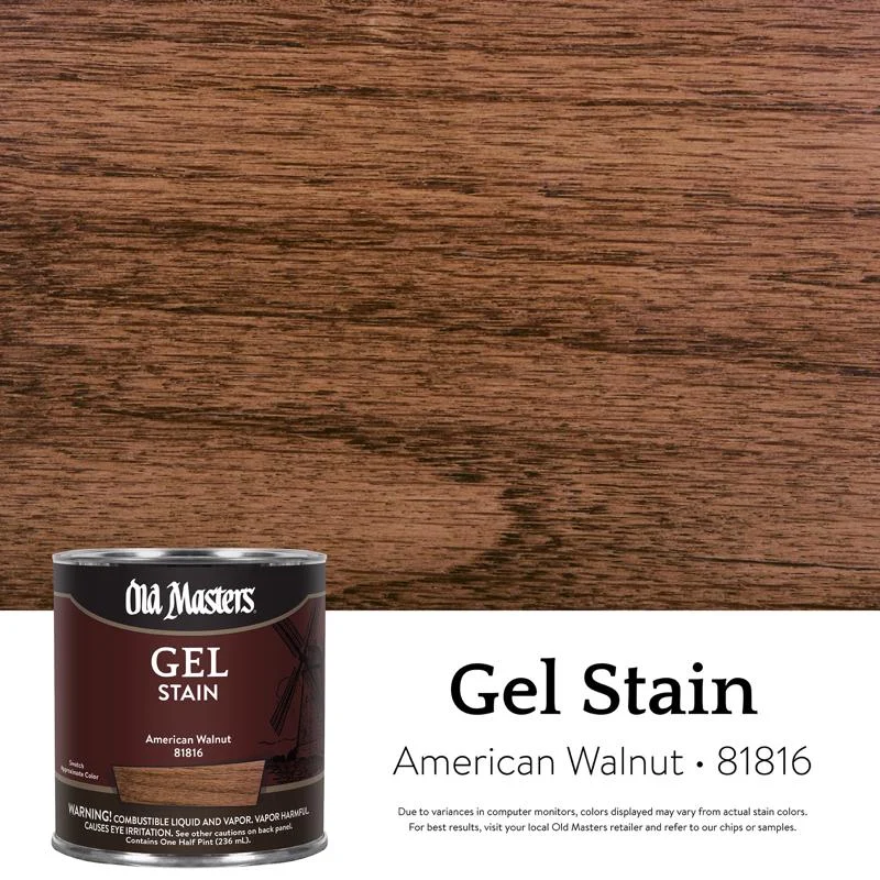 Old Masters Semi-Transparent American Walnut Oil-Based Alkyd Gel Stain 1/2 pt, Pack of 6