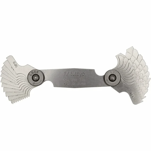 Mitutoyo 188-130 Series 188 Pitch Gages 0.35-6mm, 22 Leaves