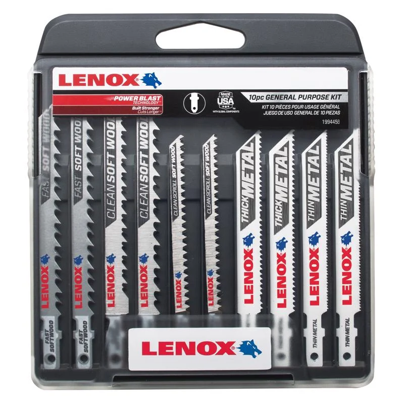 Lenox 4 - 5 in. Bi-Metal T-Shank Jig Saw Blade Set Assorted TPI 10 pk