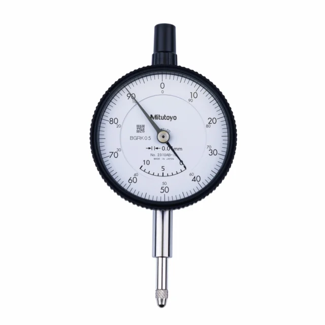Mitutoyo 2320AB-10 Series 2 Dial Gauge, Flat Back, 20mm, 0.01mm