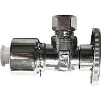 Keeney Supply Line Valve, 5/8 x 3/8 in Connection, Compression, Quarter-Turn Actuator, Brass Body