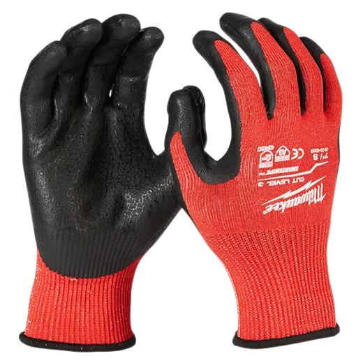 Medium Red Nitrile Level 3 Cut Resistant Dipped Work Gloves
