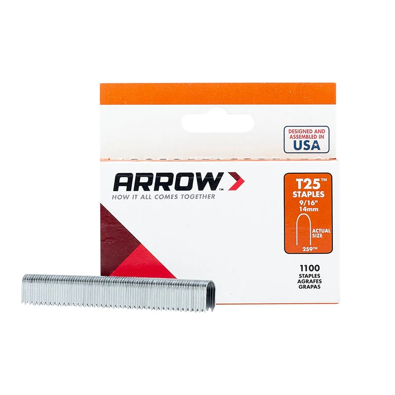 Arrow T25 1/4 in. W X 9/16 in. L 18 Ga. Round Crown Wire Staples 1100 pk, Pack of 5