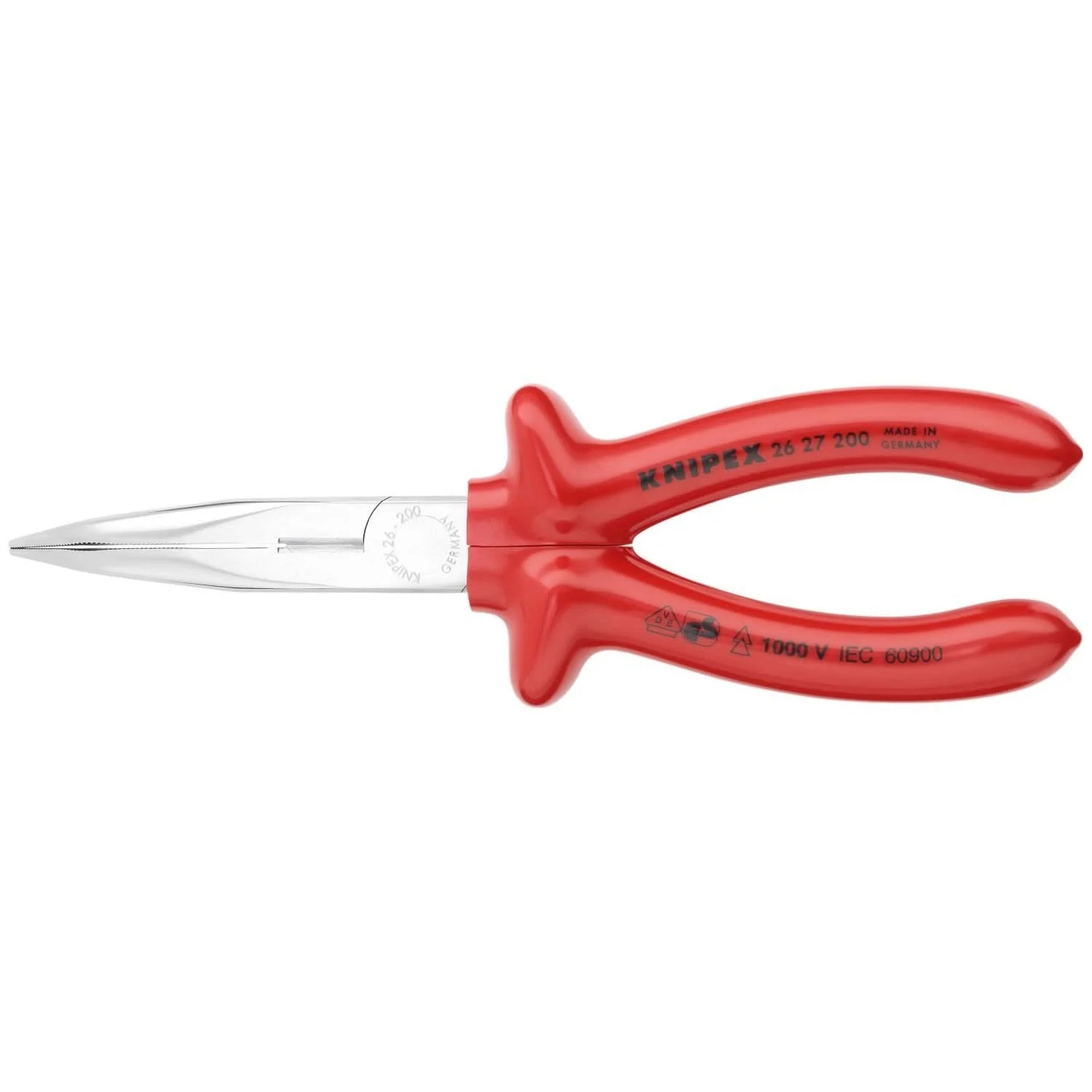 Knipex 26 27 200 Long Nose 40° Angled Pliers with Cutter-1000V Insulated