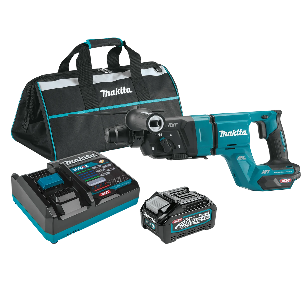 40V max XGT® Brushless Cordless 1‑1/8" SDS‑PLUS AVT® Rotary Hammer (D‑Handle) Kit, AFT®, AWS® Capable (4.0 Ah)