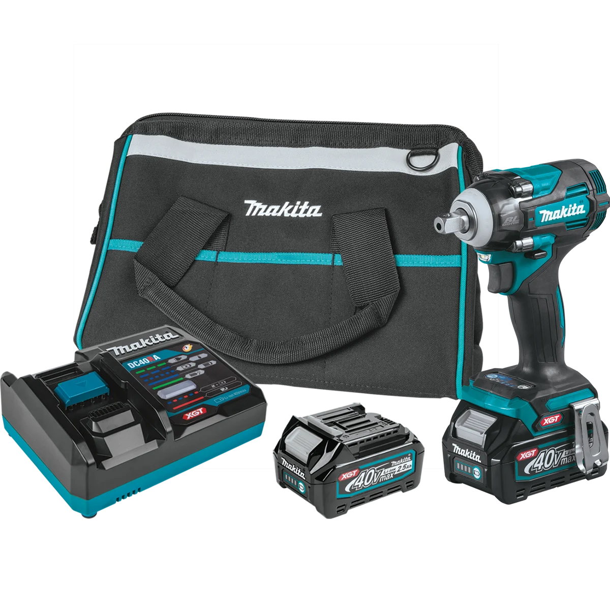 40V max XGT® Brushless Cordless 4‑Speed 1/2" Sq. Drive Impact Wrench Kit w/ Detent Anvil (2.5Ah)