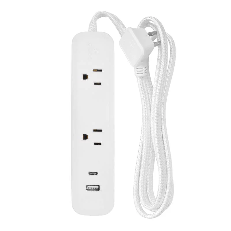 Globe Electric 6 ft. L 2 outlets Power Strip White, Pack of 8
