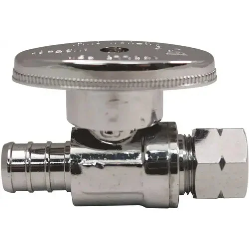 Apollo 1/2 in. Chrome-Plated Brass PEX-B Barb x 3/8 in. Compression Quarter-Turn Straight Stop Valve