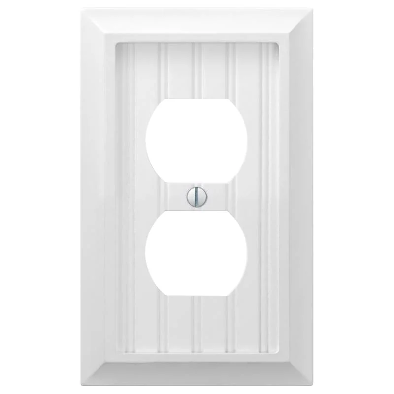 Amerelle Cottage Matte White 2 gang Compressed Composite Duplex Wall Plate 1 pk, Pack of 4
