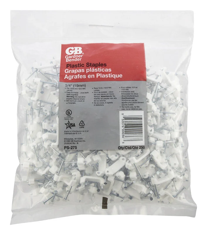 Gardner Bender 3/4 in. W Plastic Insulated Cable Staple 250 pk