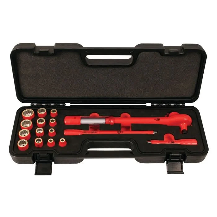 Wiha 30192 16-Piece Insulated 3/8 in. Drive Torque Socket Set, Metric