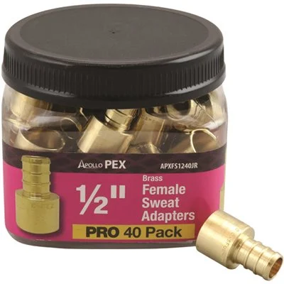1/2 in. Brass PEX-B Barb x 1/2 in. Female Copper Sweat Adapter Pro Pack (40-Pack)