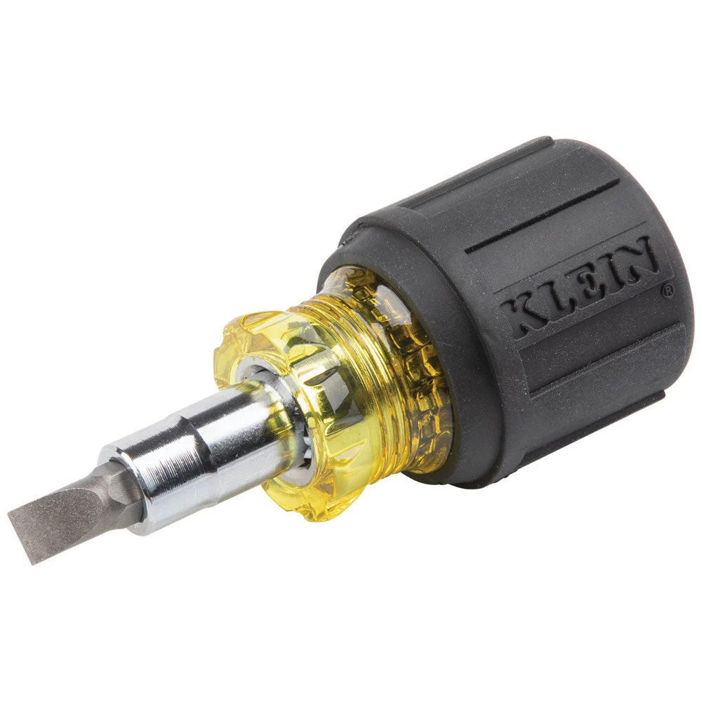 KLEIN TOOLS Multi-Bit Screwdriver / Nut Driver, 6-IN-1, Stubby, Ph, Sl Bits