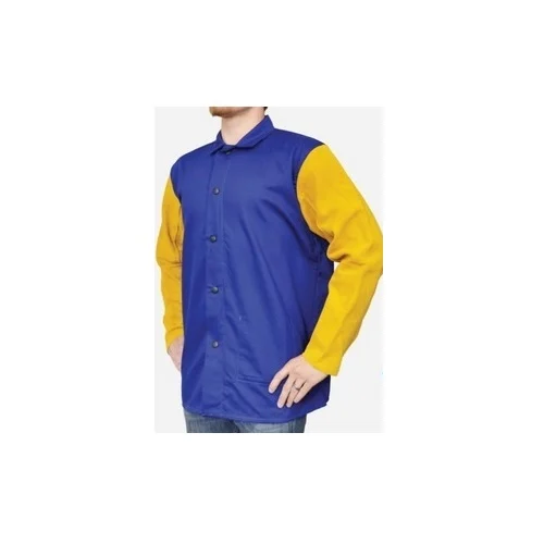 Weldas 33-3060-XXL Blue Welding Jacket w/Leather Sleeve