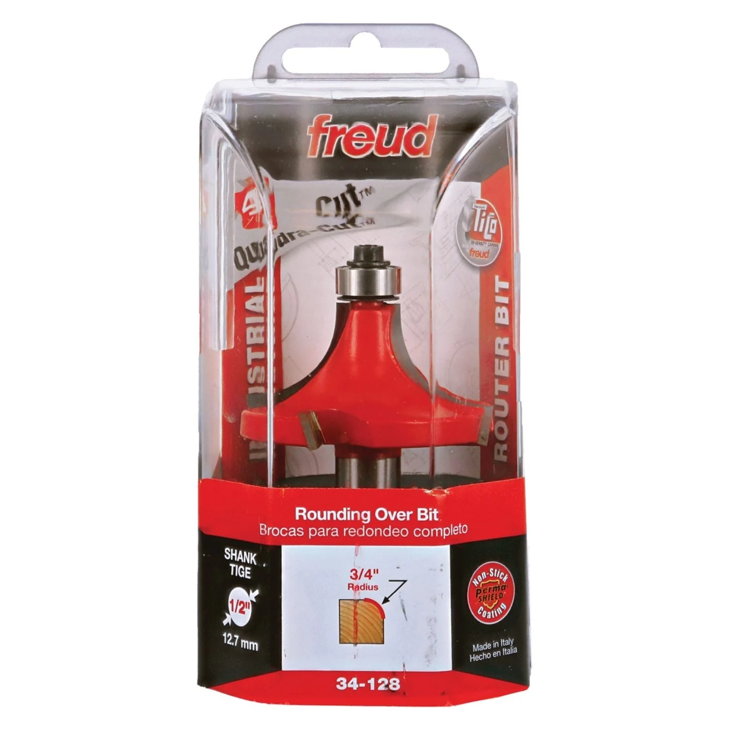 Freud 34-128 3/4-Inch Radius Rounding Over Router Bit (Quadra-Cut)