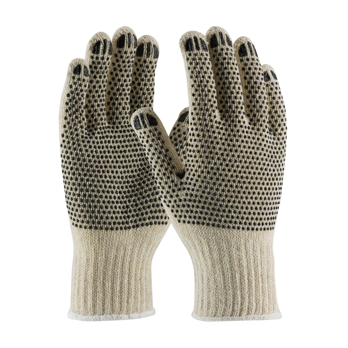 12 PACK LARGE PIP® Regular Weight Seamless Knit Cotton/Polyester Glove with PVC Dotted Grip - Double-Sided