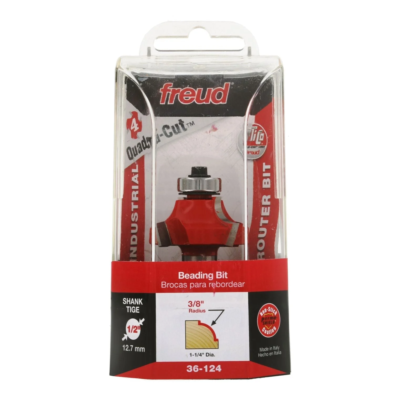 Freud 36-124 3/8-Inch Radius Beading Router Bit (Quadra-Cut)