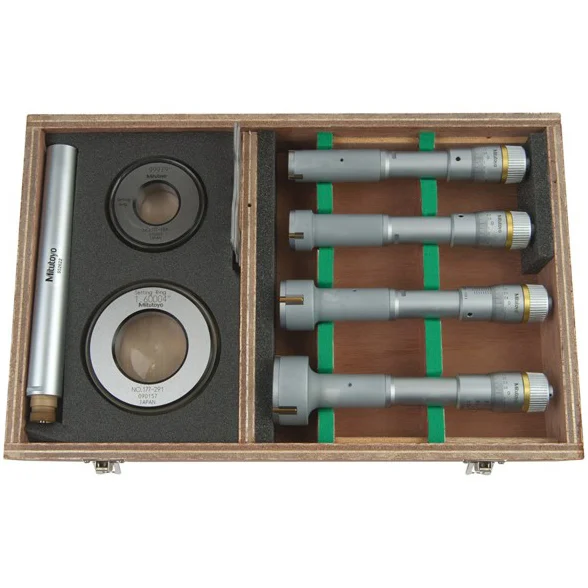 Mitutoyo 368-918 Holtest 3-Point Internal Micrometer Set, 0.8-2"