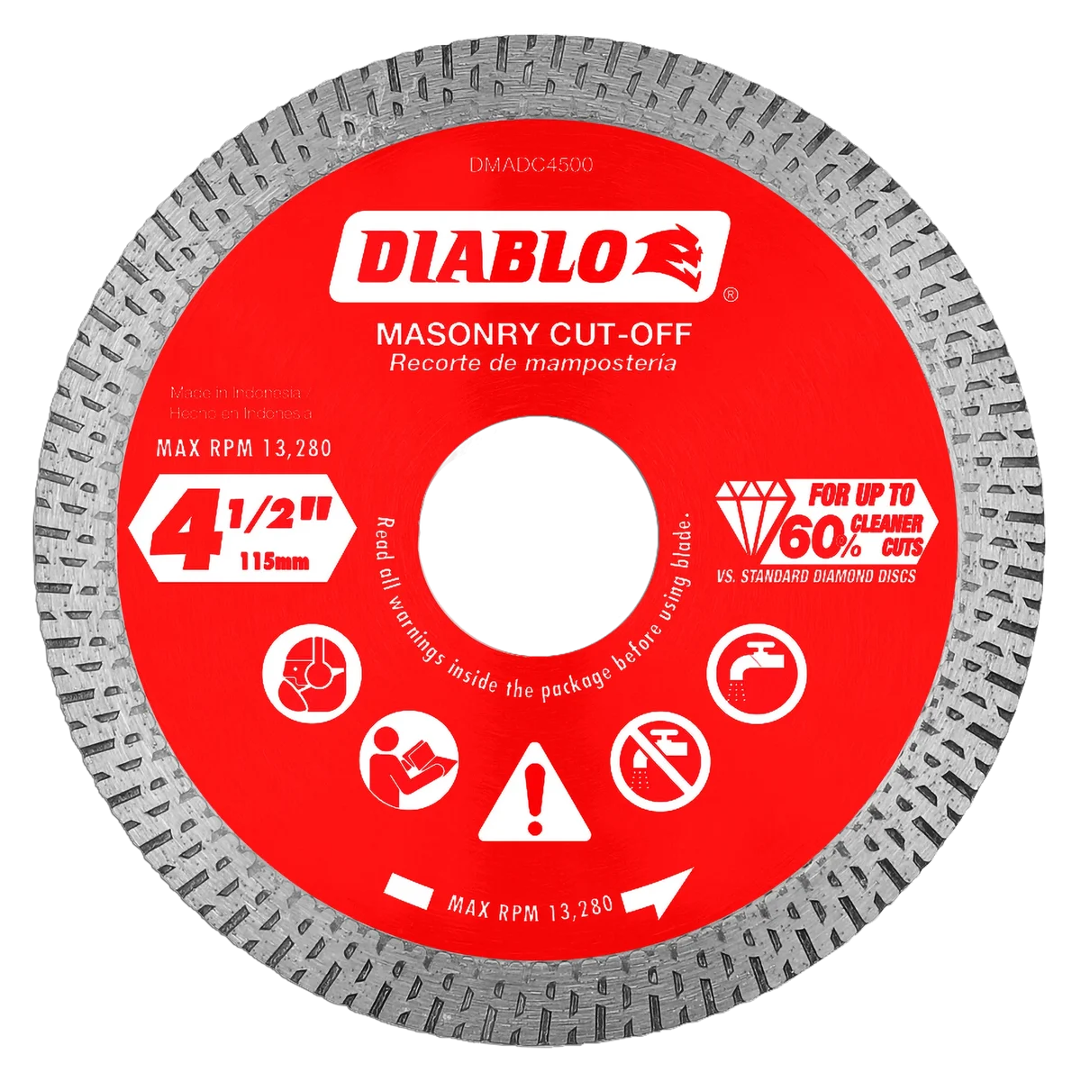 4-1/2" Diamond Continuous Rim Masonry Cut-Off Disc