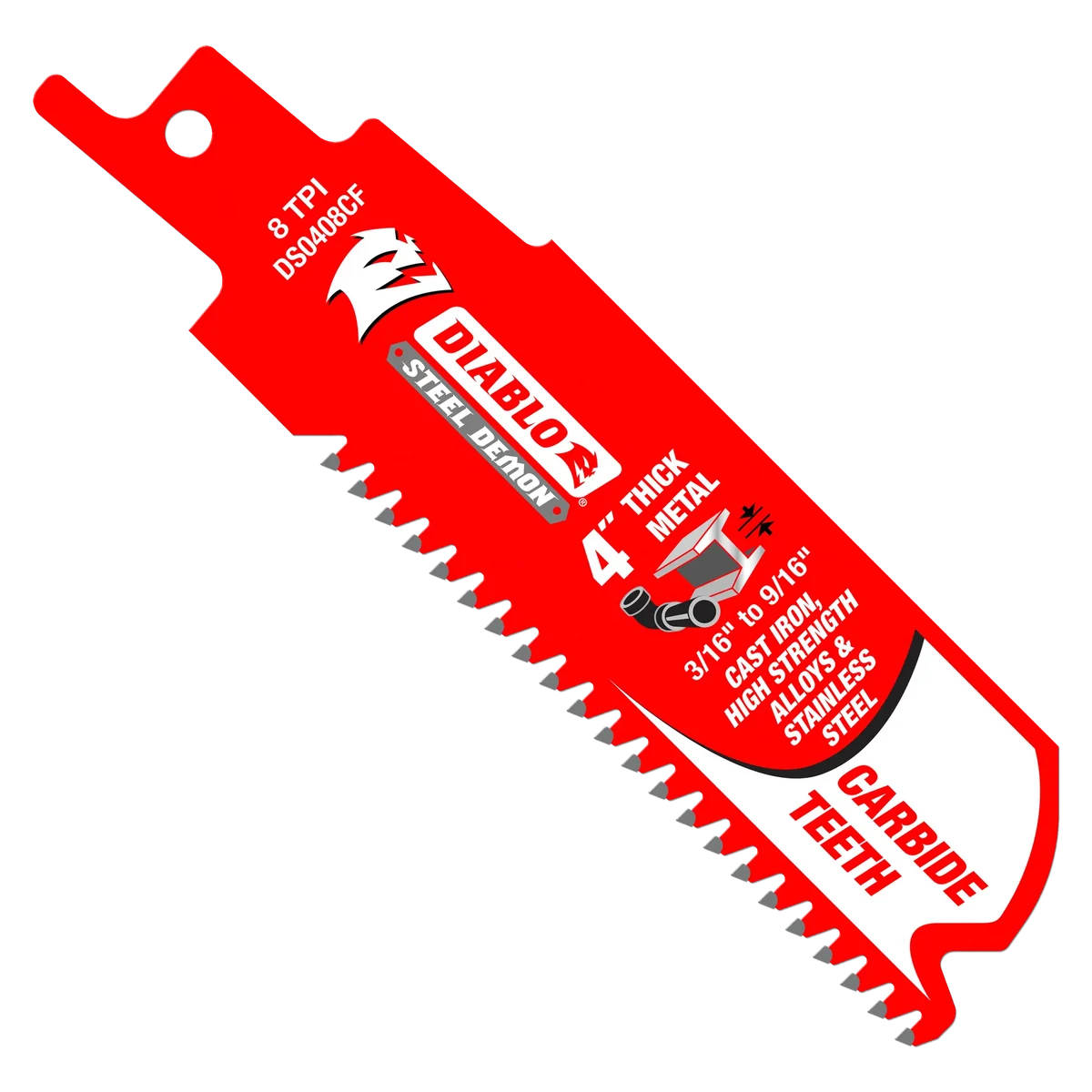 4" 8TPI Steel Demon™ Carbide Teeth Reciprocating Saw Blades for Thick Metal (3-Pack)