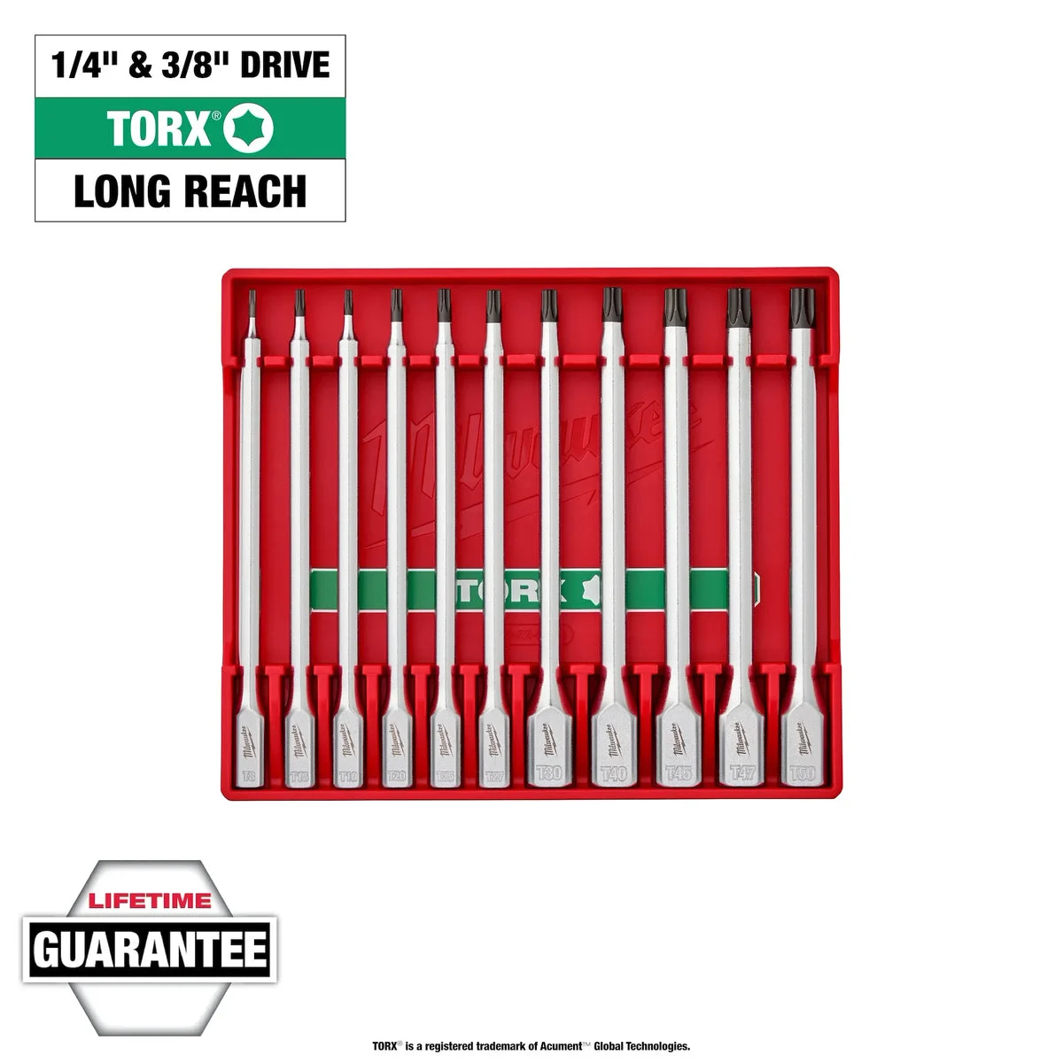 11pc 1/4” and 3/8” Drive Long TORX® Bit Socket Set