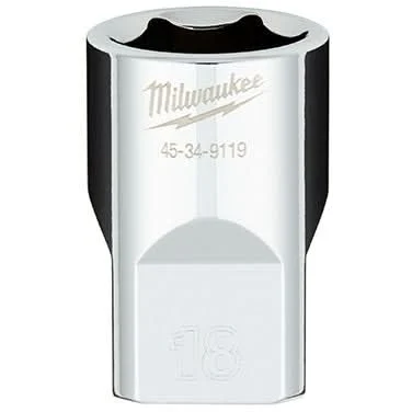 Milwaukee 45-34-9119 1/2" Drive 18mm Metric 6-Point Socket with FOUR FLAT Sides