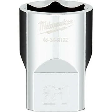 Milwaukee 45-34-9122 1/2" Drive 21mm Metric 6-Point Socket with FOUR FLAT Sides